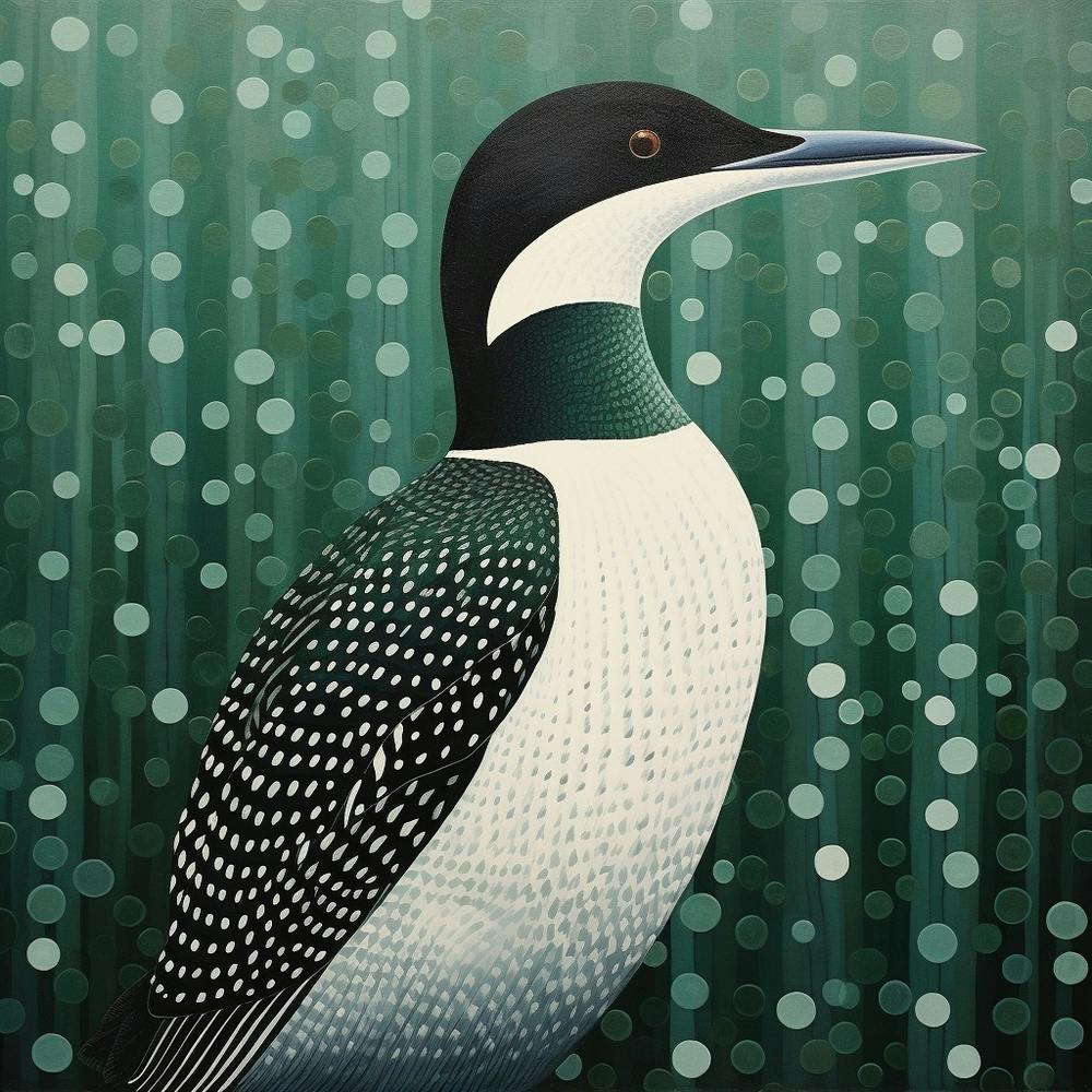 Ohara Koson Inspired Bird Painting Loon 1 Square