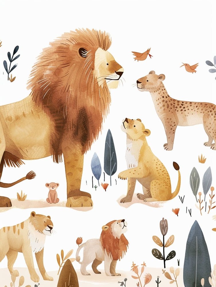 African Lion Interaction With Other Wildlife Clipart 2