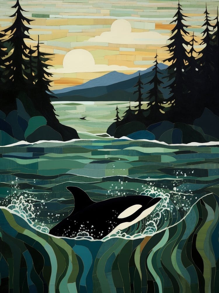Matisse Style Killer Whale With Woodland Coast 1
