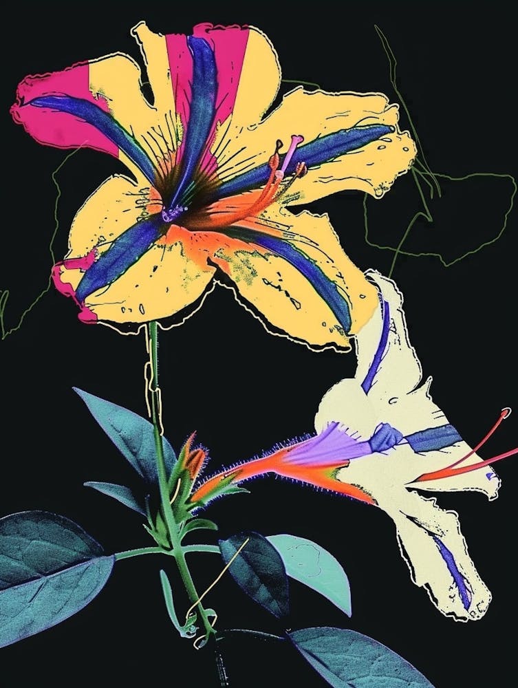 Neon Blumen Auf Schwarzer Petunie 4