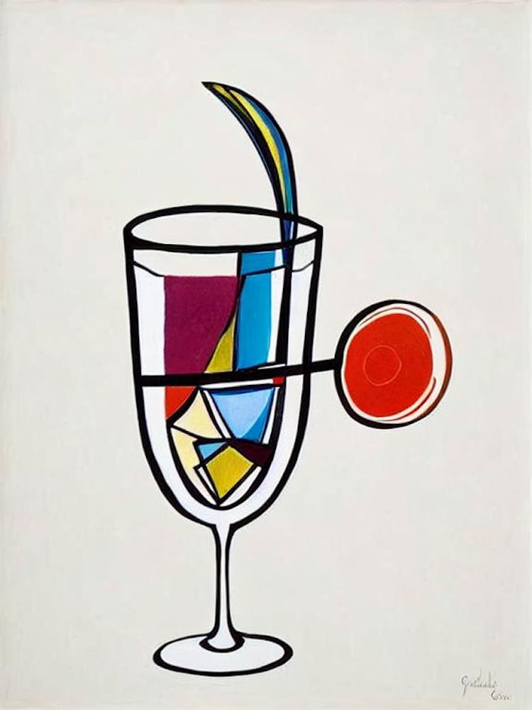 MCocktail Poster artini Picasso Line Drawing Cocktail Poster