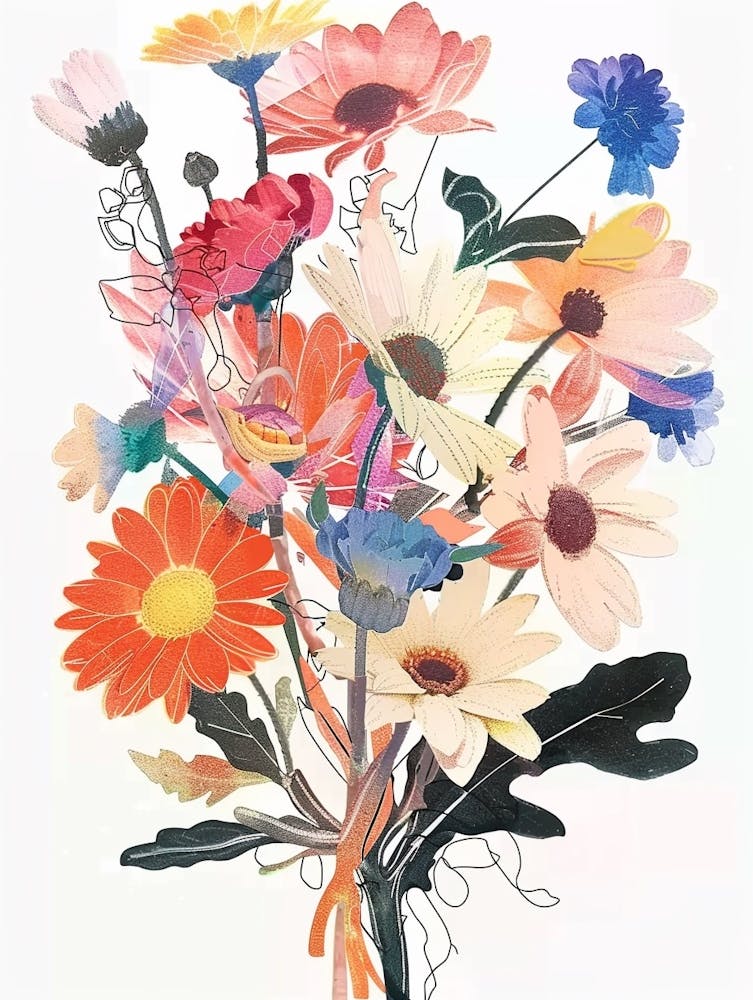 Gerbera Daisy 1 Collage Flower Bouquet