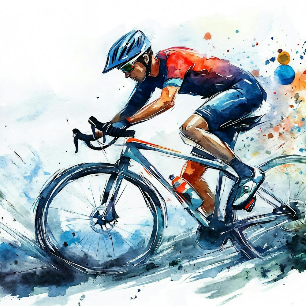 Watercolor Illustration Of A Cyclist