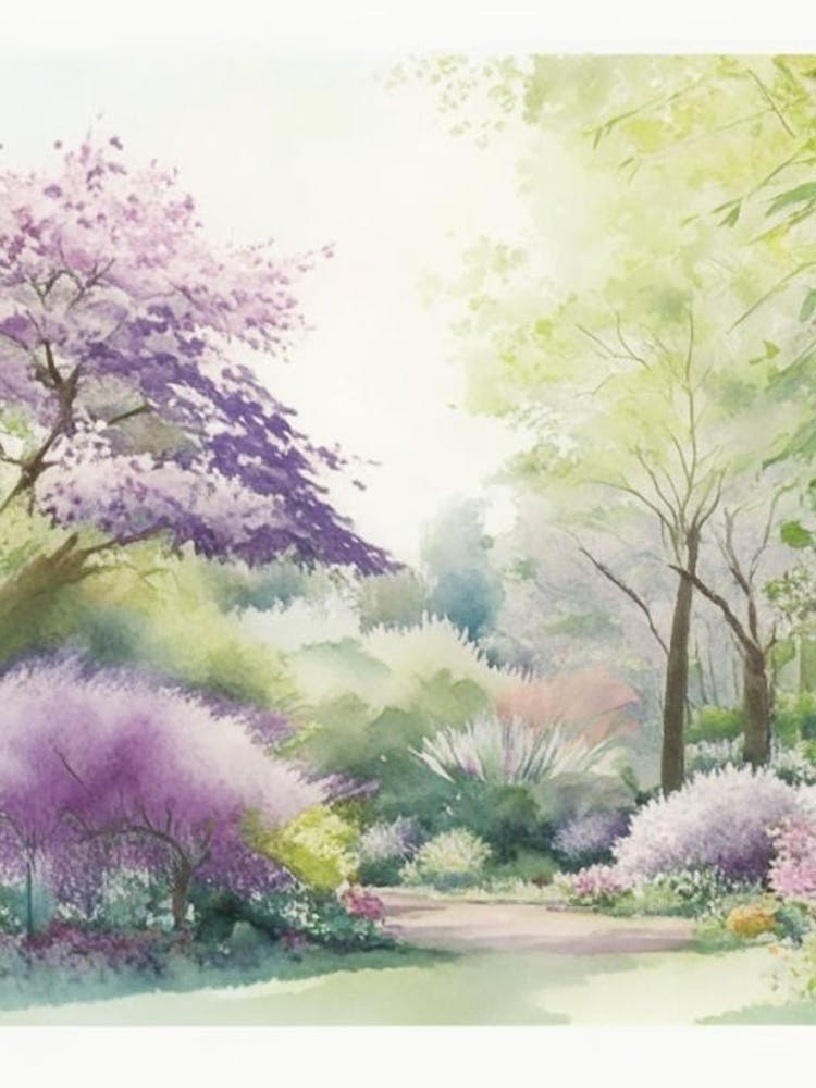 Brooklyn Botanic Garden, Usa Pastel Watercolour