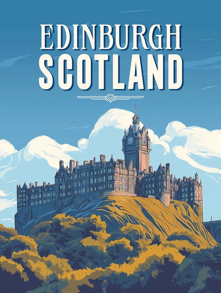 Vintage Edinburgh Scotland Travel Poster