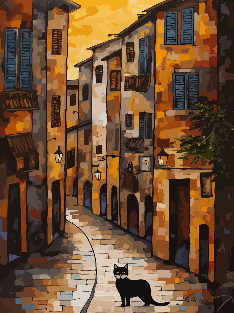 Painting Of Venice With A Cat In The Style Of Gustav Klimt 2