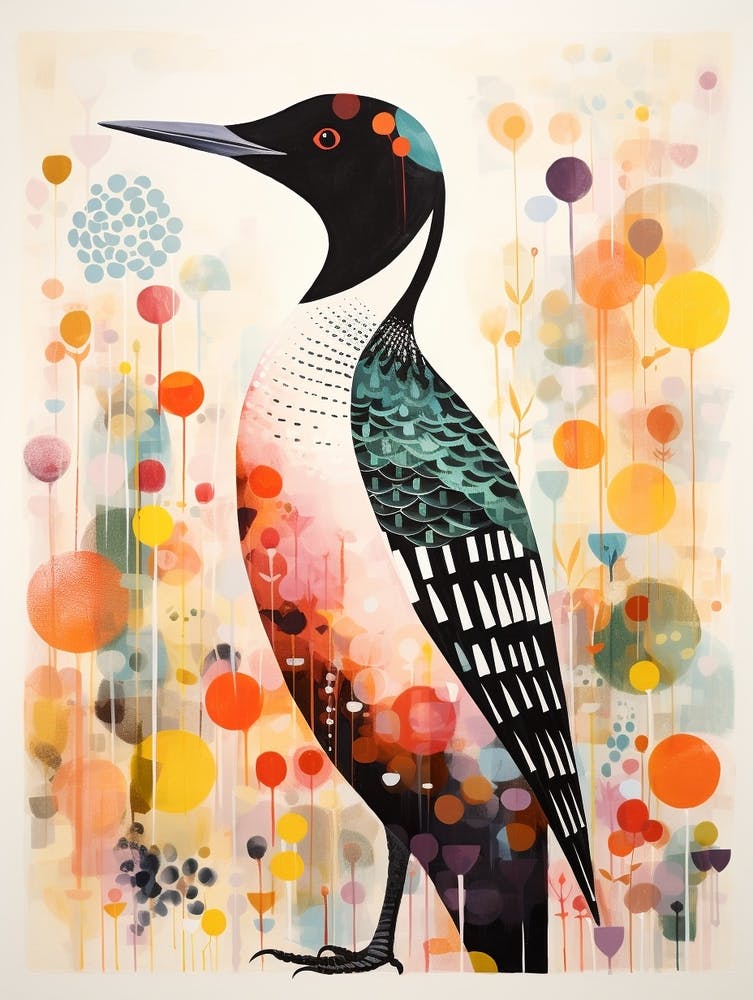 Peinture d'Oiseau - Collage - Plongeon Huard 2