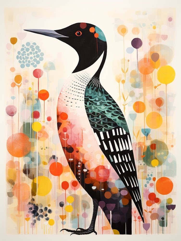 Bird Painting Collage Loon 2