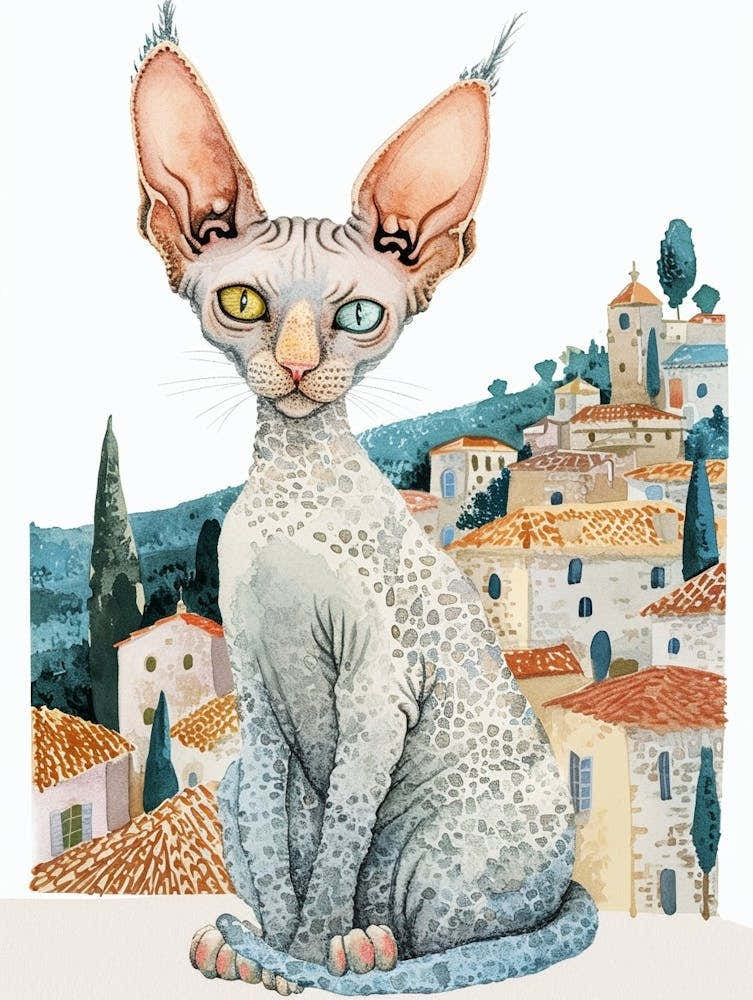 Cornish Rex Storybook Illustration 3