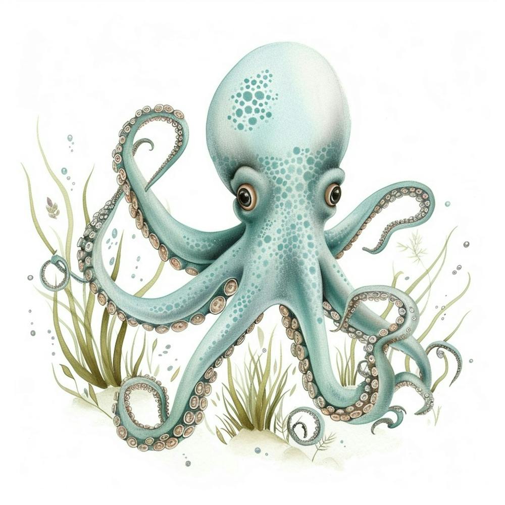 Surprised Storybook Style Octopus 2