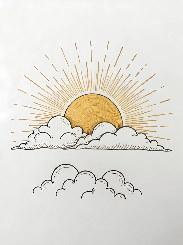 Minimalist Ink Sketch Of Minimal Golden Sunbeam