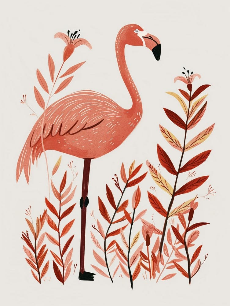 Chilean Flamingo Croton Plants Minimalist Illustration 1