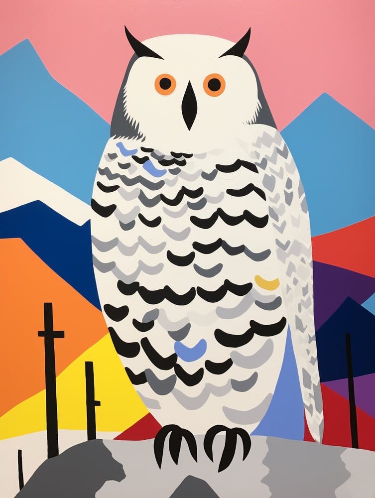 Colourful Kids Animal Art Snowy Owl 4