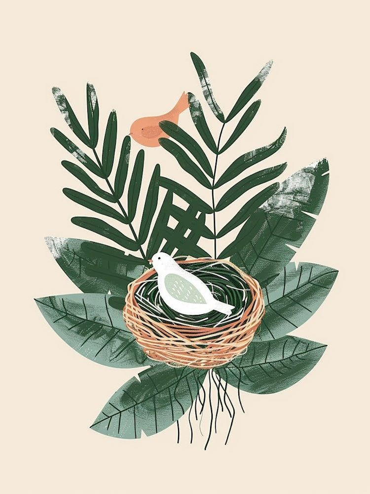 Birds Nest Fern Plant Minimalist Illustration 7
