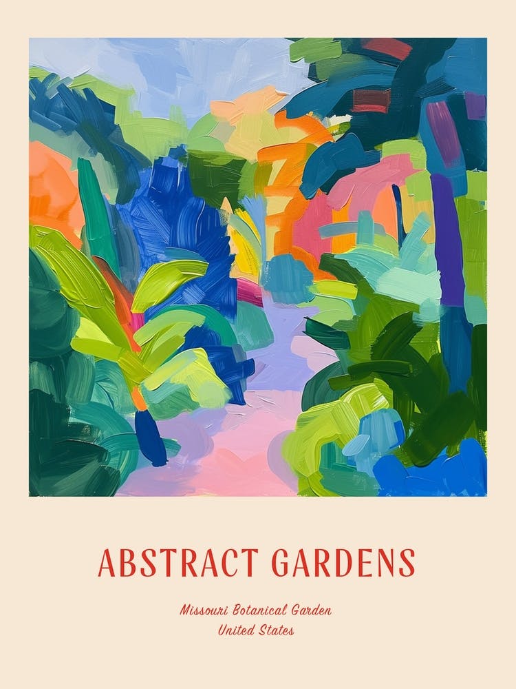 Colourful Gardens Missouri Botanical Garden Usa 2 Red Poster