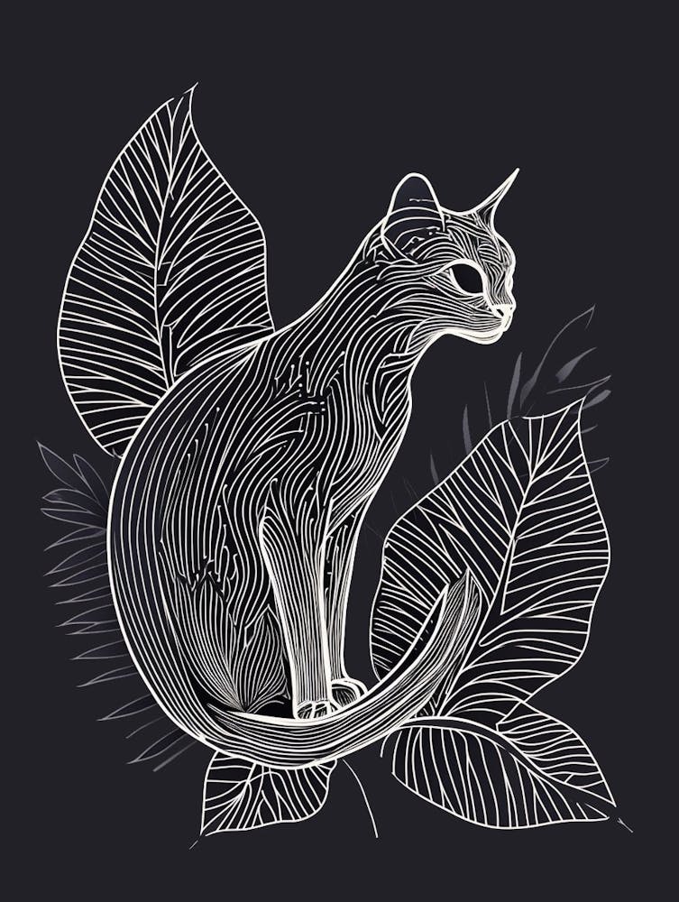Balinese Cat Minimalist Illustration 3