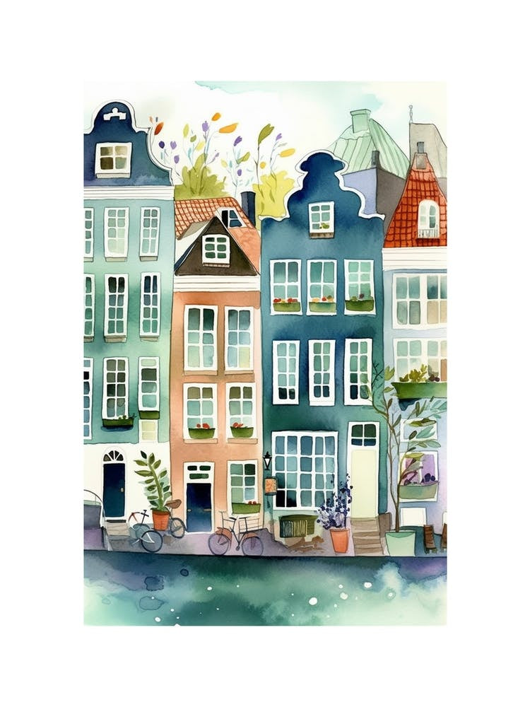 Amsterdam Houses Watercolour