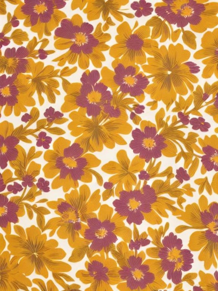 Goldenrod Floral Print Retro Pattern 2 Flower