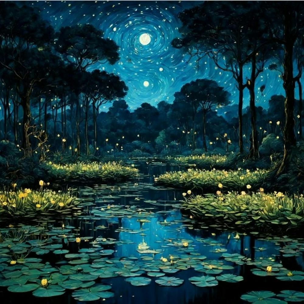 Starry Night In The Forest