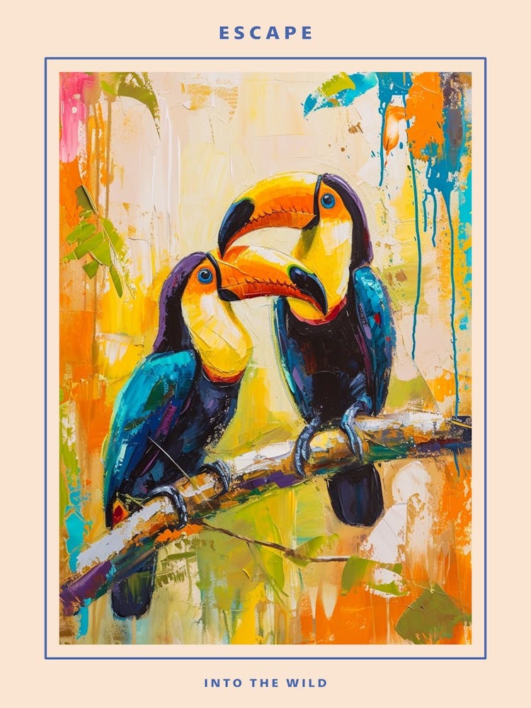 Colourful Toucan Brushstrokes 2 Poster