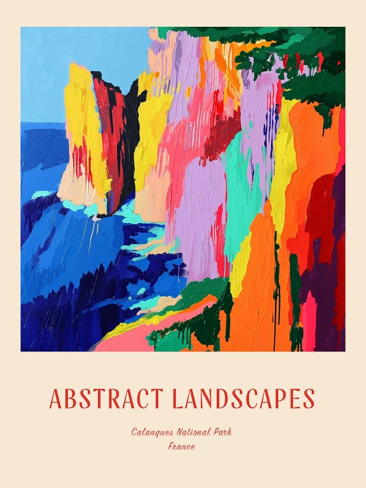 Farbenfroh abstrakt Calanques Nationalpark Frankreich 4 Poster