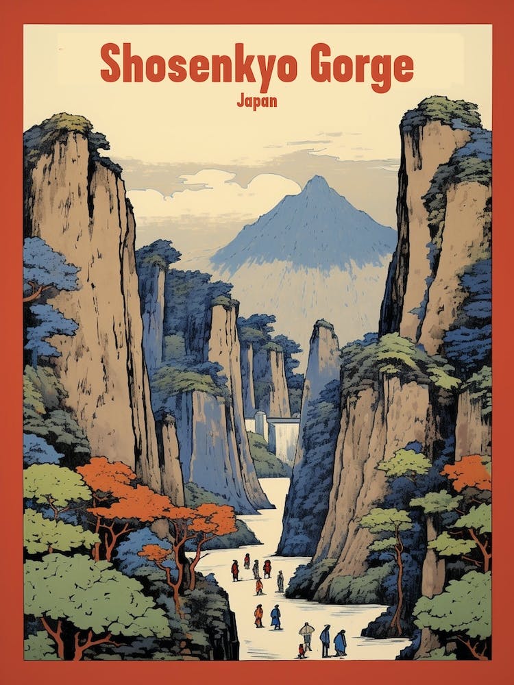 Shosenkyo Gorge, Japan Vintage Travel Art 4 Poster