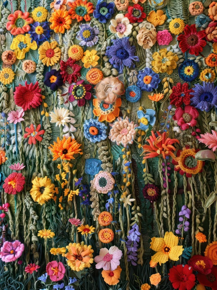 Wild Flowers Knitted In Crochet 1