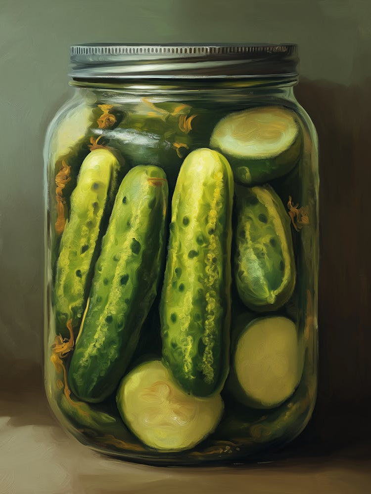 Vintage Pickle Jars Retro Food Art