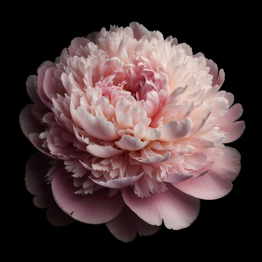 Pink Peony on Black Background