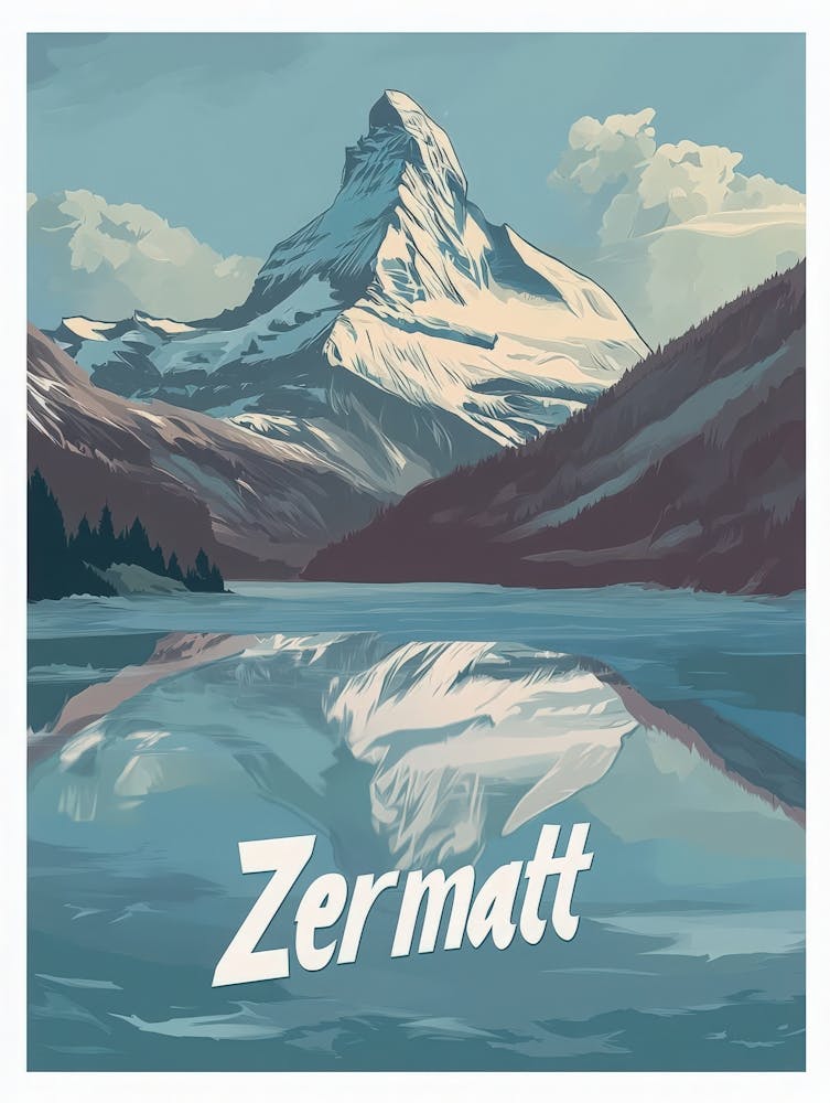 Aihrgdesign A Mid Century Modern Travel Poster For Zermatt 2
