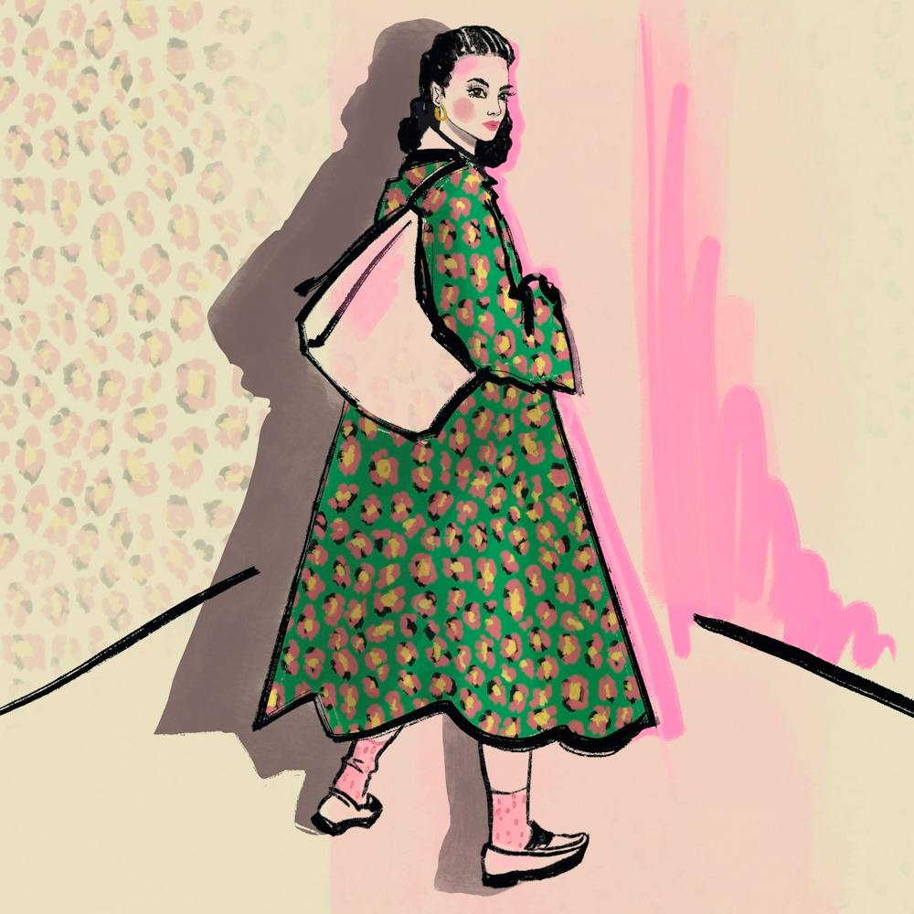 Green Leopard Coat