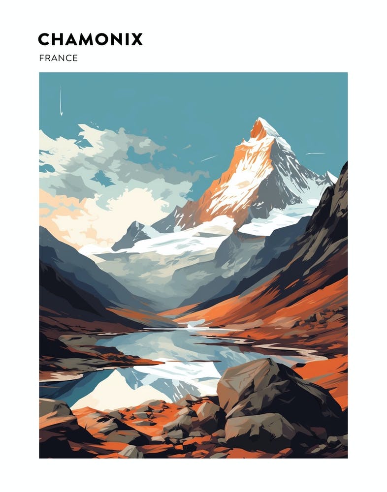 Chamonix France 4 Hiking Trail Landscape Poster