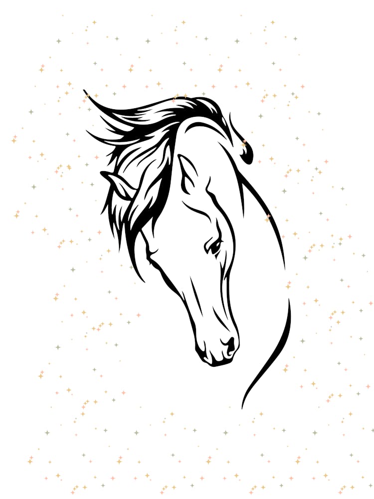 Berber Horse Head Art Prant