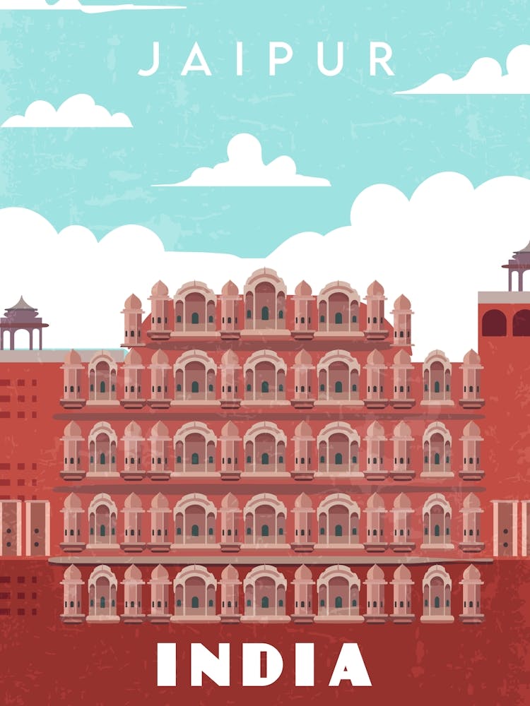 Jaipur, India — Retro travel minimalist poster