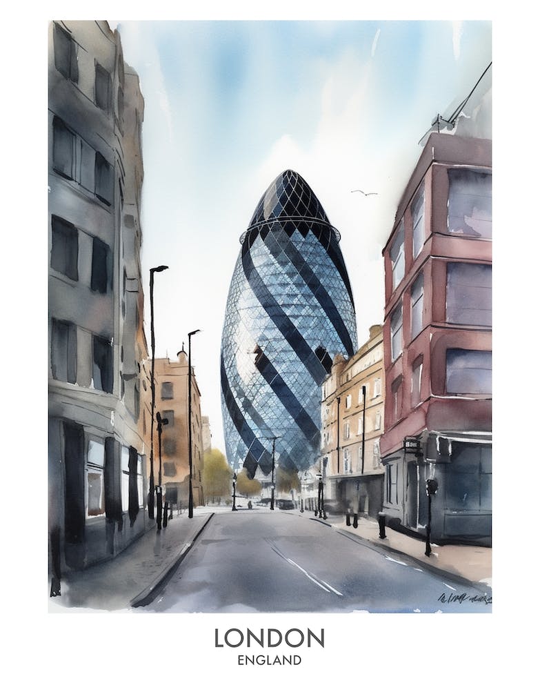 London England Watercolour Travel Poster 3