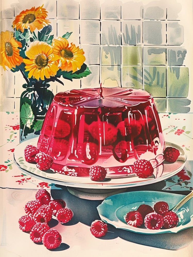 Rasperry Jelly Vintage Cookbook Illustration 2