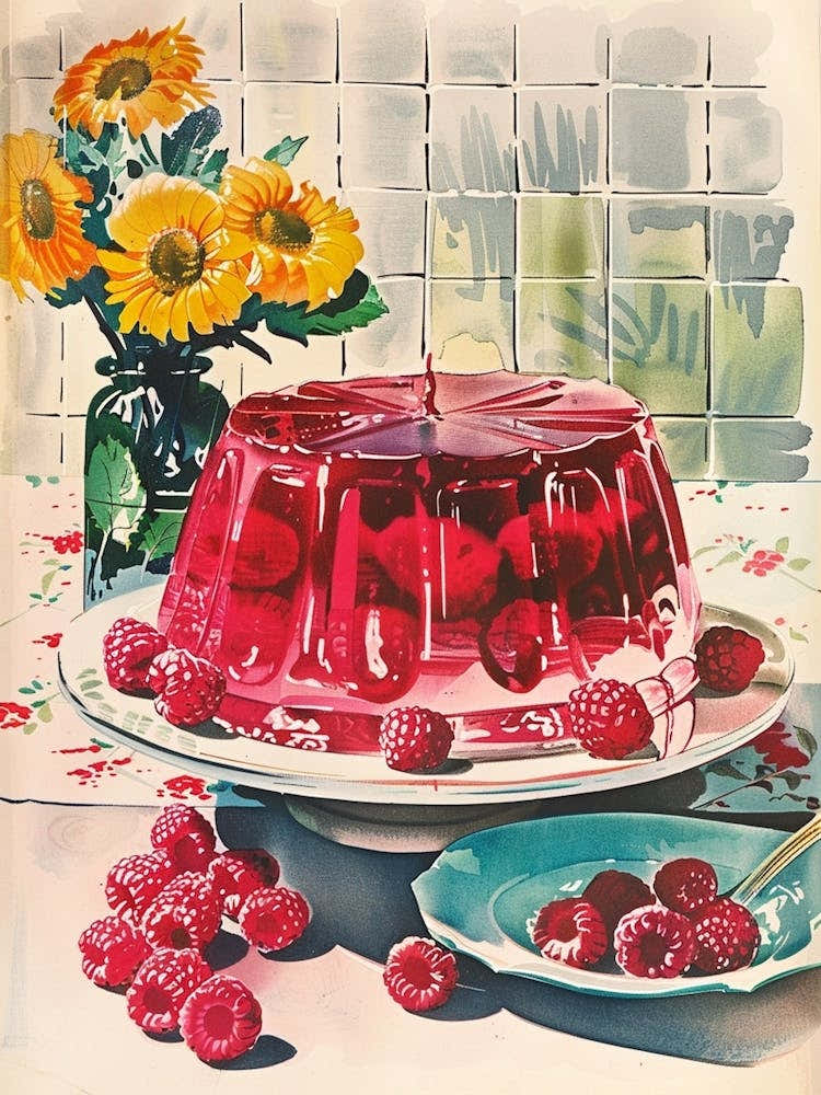 Rasperry Jelly Vintage Cookbook Illustration 2