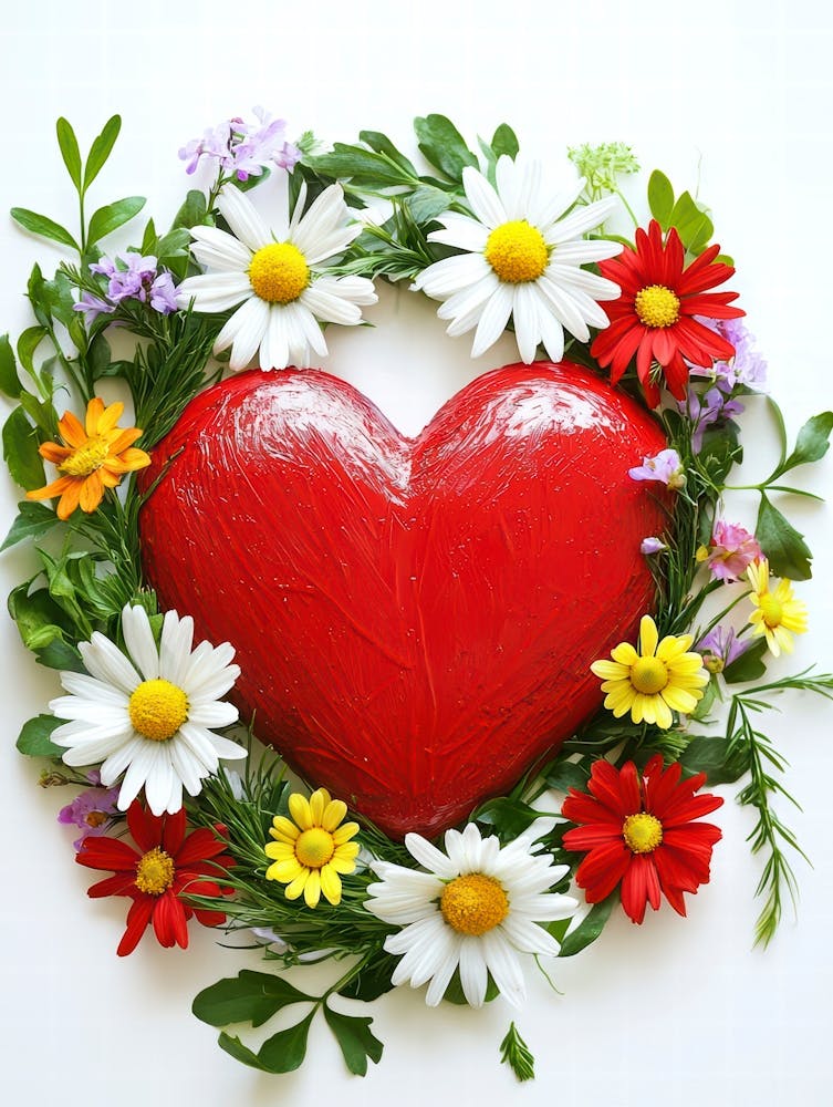 Heart Wreath With Daisies