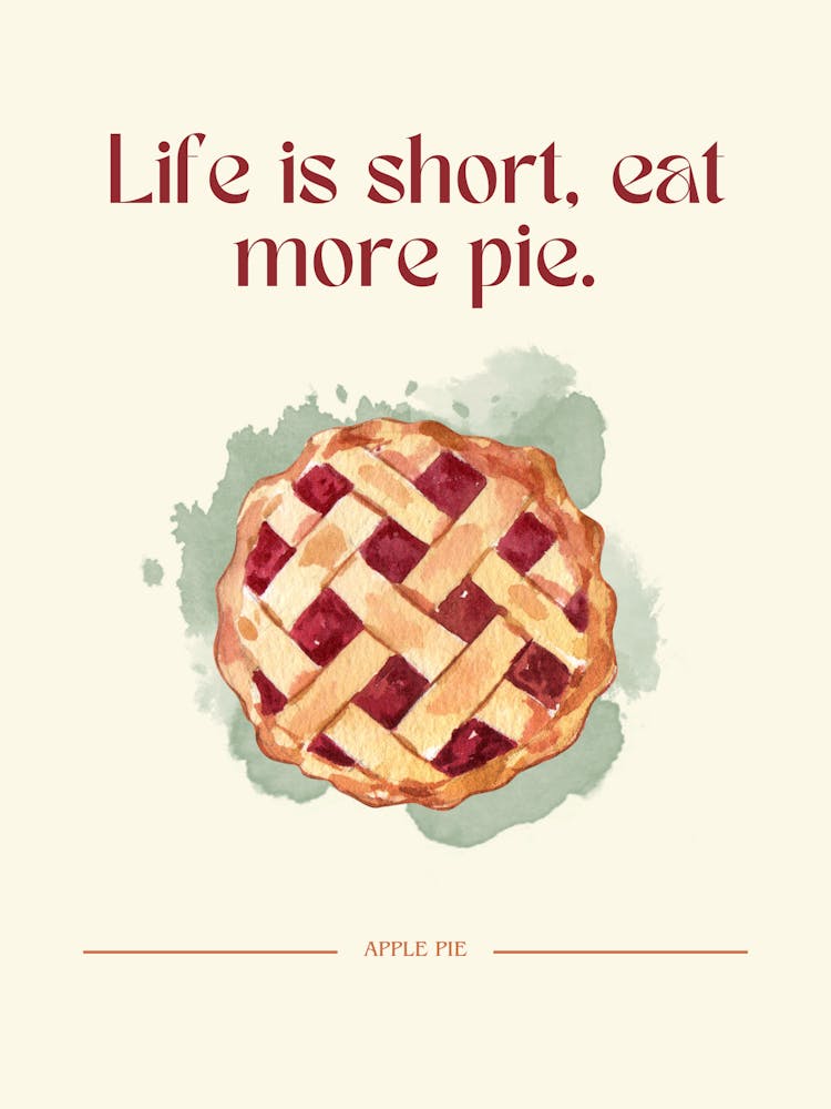 Vintage Apple Pie Poster – Retro Kitchen Wall Art for Food Lovers and Cozy Home Decor