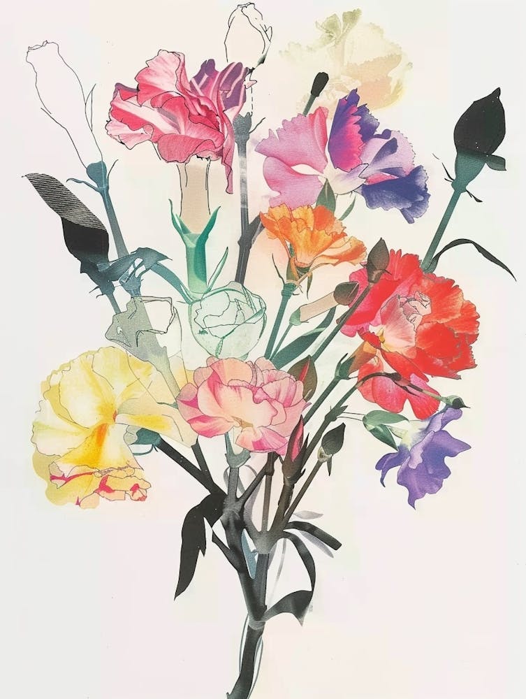 Bouquet de Fleurs Collage Œillet 3