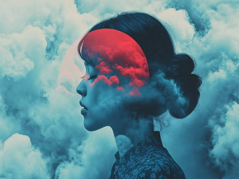 Frau in den Wolken