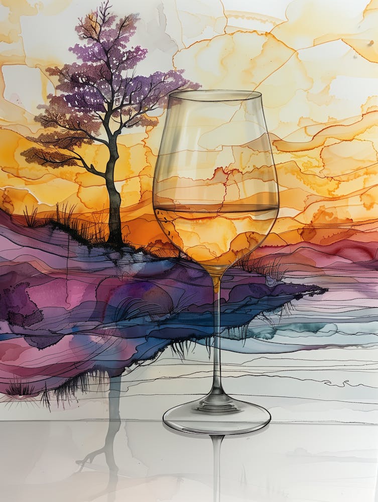 Wine Glass At Sunset