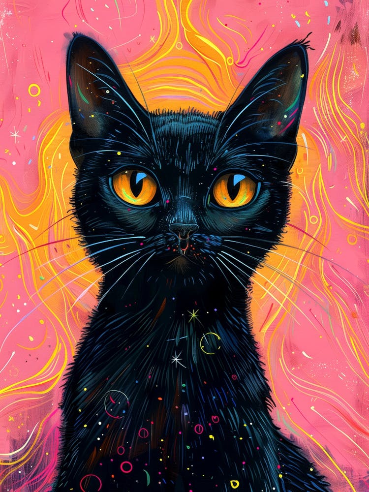 Black Cat With Yellow Eyes