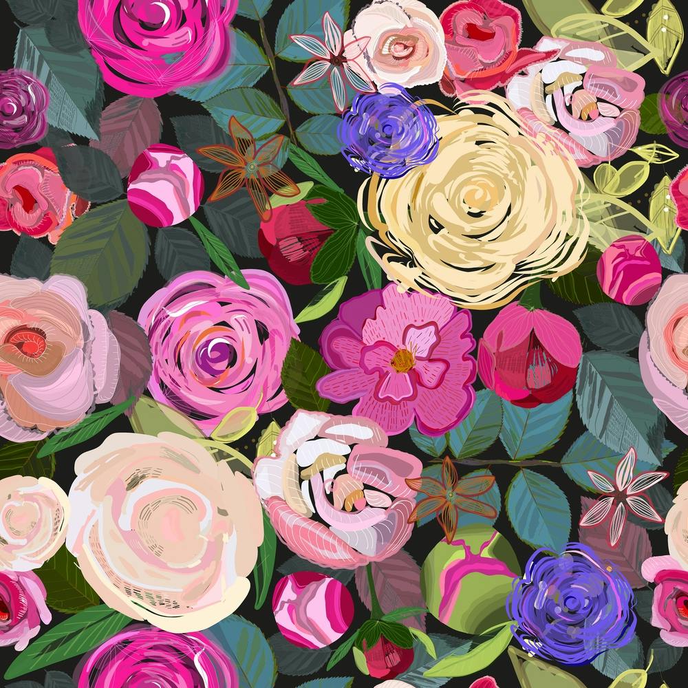 Colorful Roses Floral Pattern Square