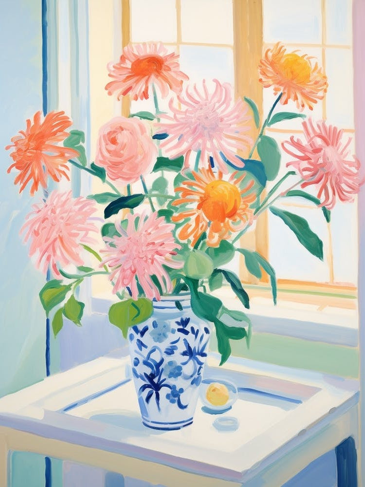 A Vase With Dahlia, Flower Bouquet 1