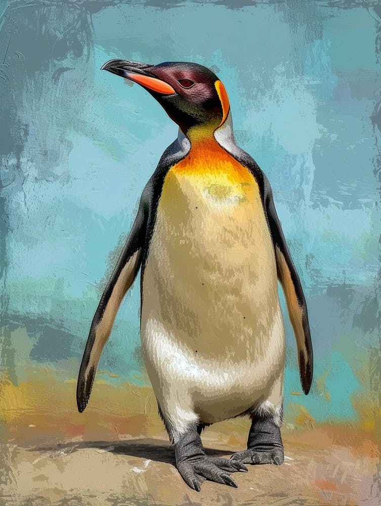 Galapagos Penguin Deception Island Colour Block Painting 3