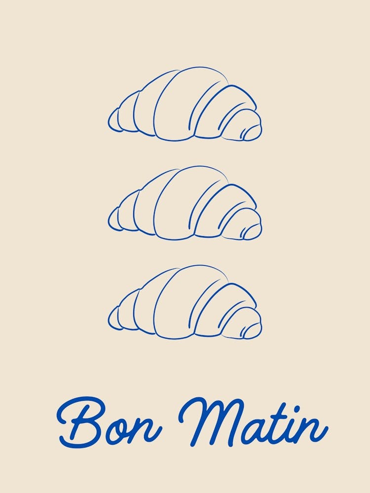 Bon Matin Croissant Poster
