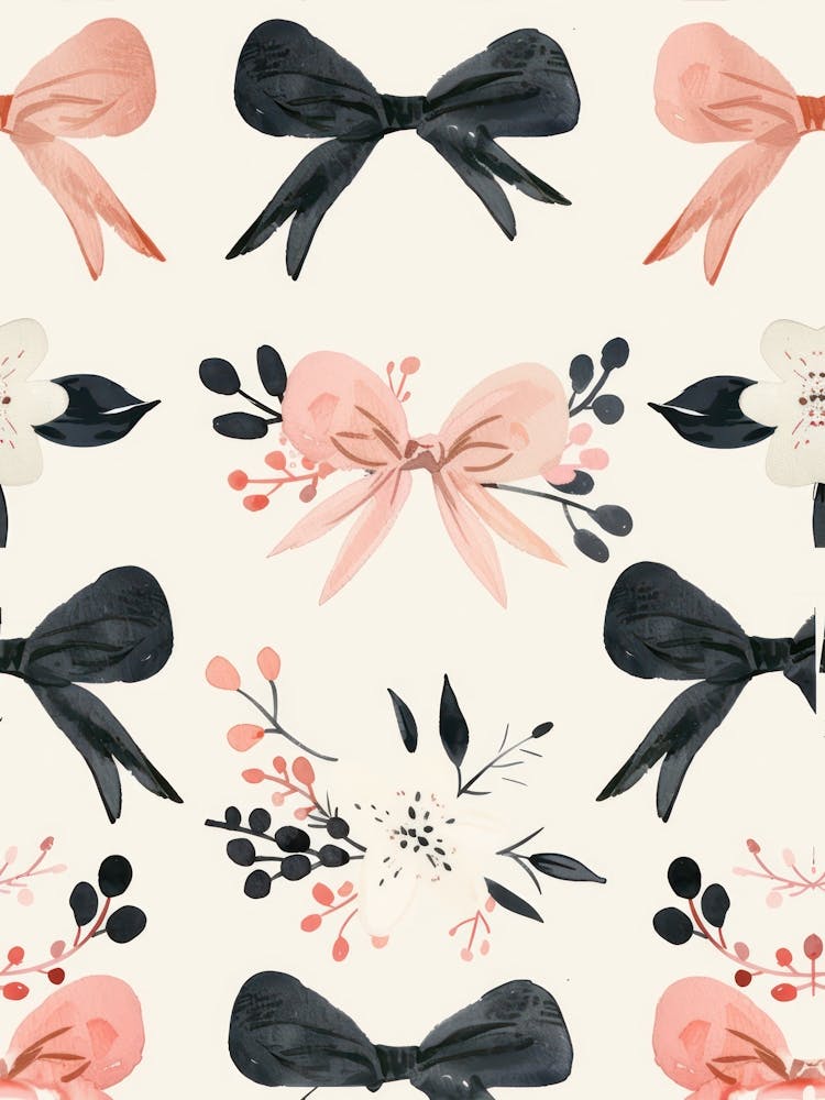 Pink And Black Bows 4 Pattern