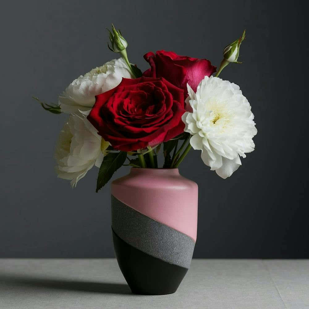 Pink Roses In A Vase 1