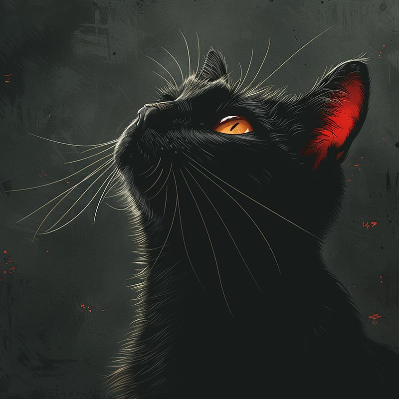 Black Cat with Orange eyes - city wall art, colorful wall art, home decor, minimal art, modern wall art, wall art, wall decoration, wall print colourful wall art, decor wall art, digital art, digital art download, interior wall art, downloadable art, ecle